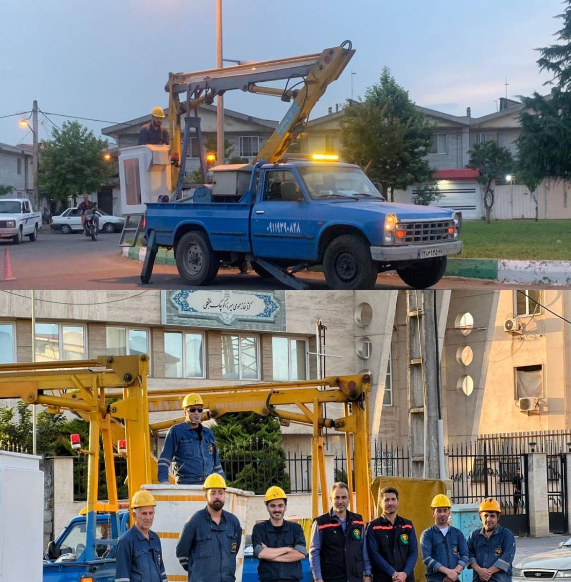 رفع مشكلات روشنایی معابر محلات مختلف شهر رشت