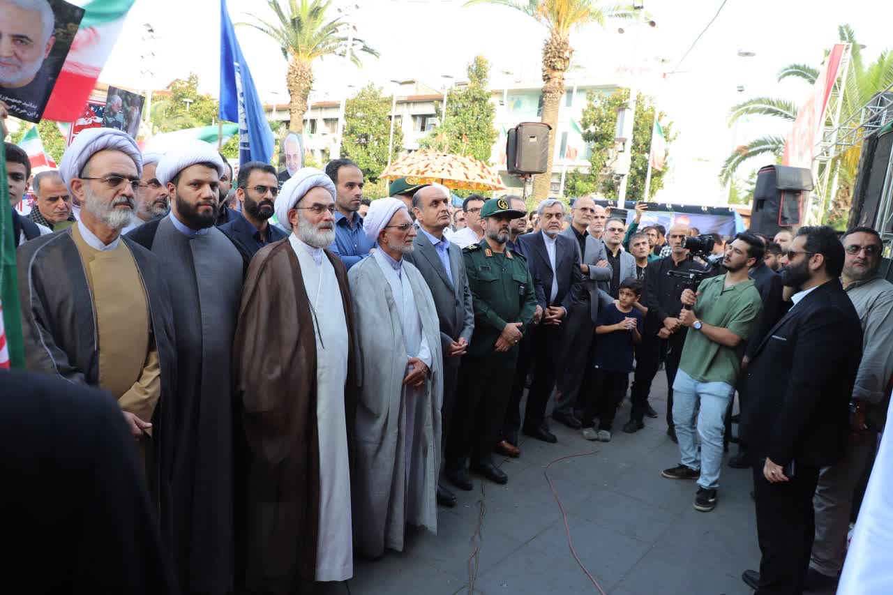 تجمع بزرگ مردم رشت به مناسبت عید غدیر و محکومیت جنایات رژیم صهیونیستی