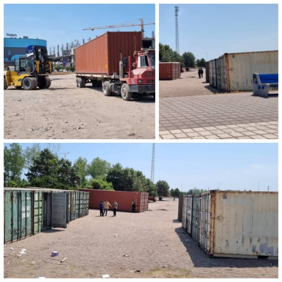 ۱۵ کانتینر برای انبار نگهداری از کالاهای غرفهها مستقر شد